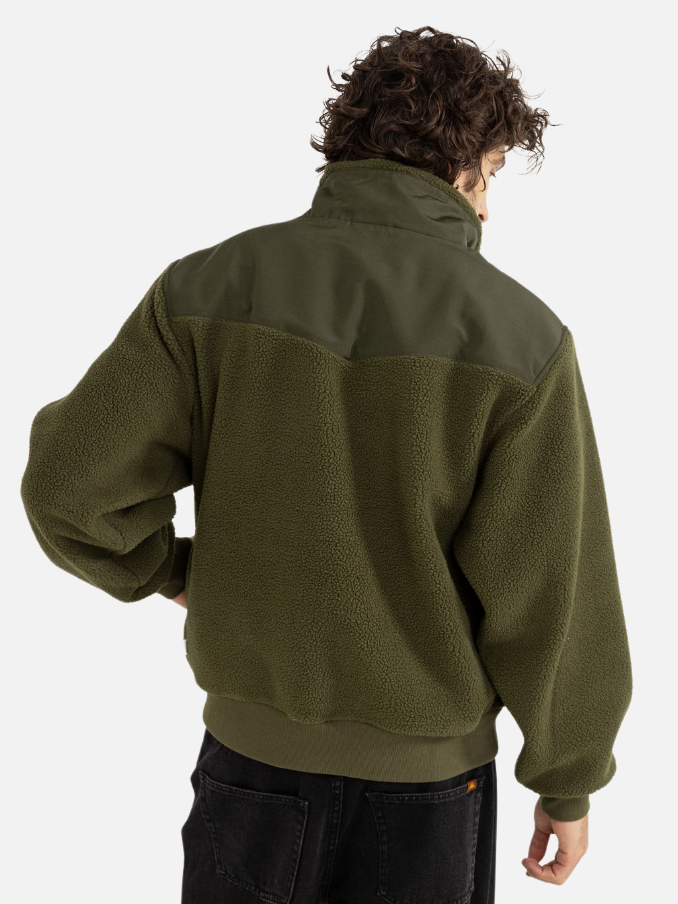 Rhythm Livin Pfeiffer Sherpa Fleece  Pullover Olive Green Men's LS Long Sleeve Half-Zip For Men Athens GA Georgia Kempt Menswear Store Near Me