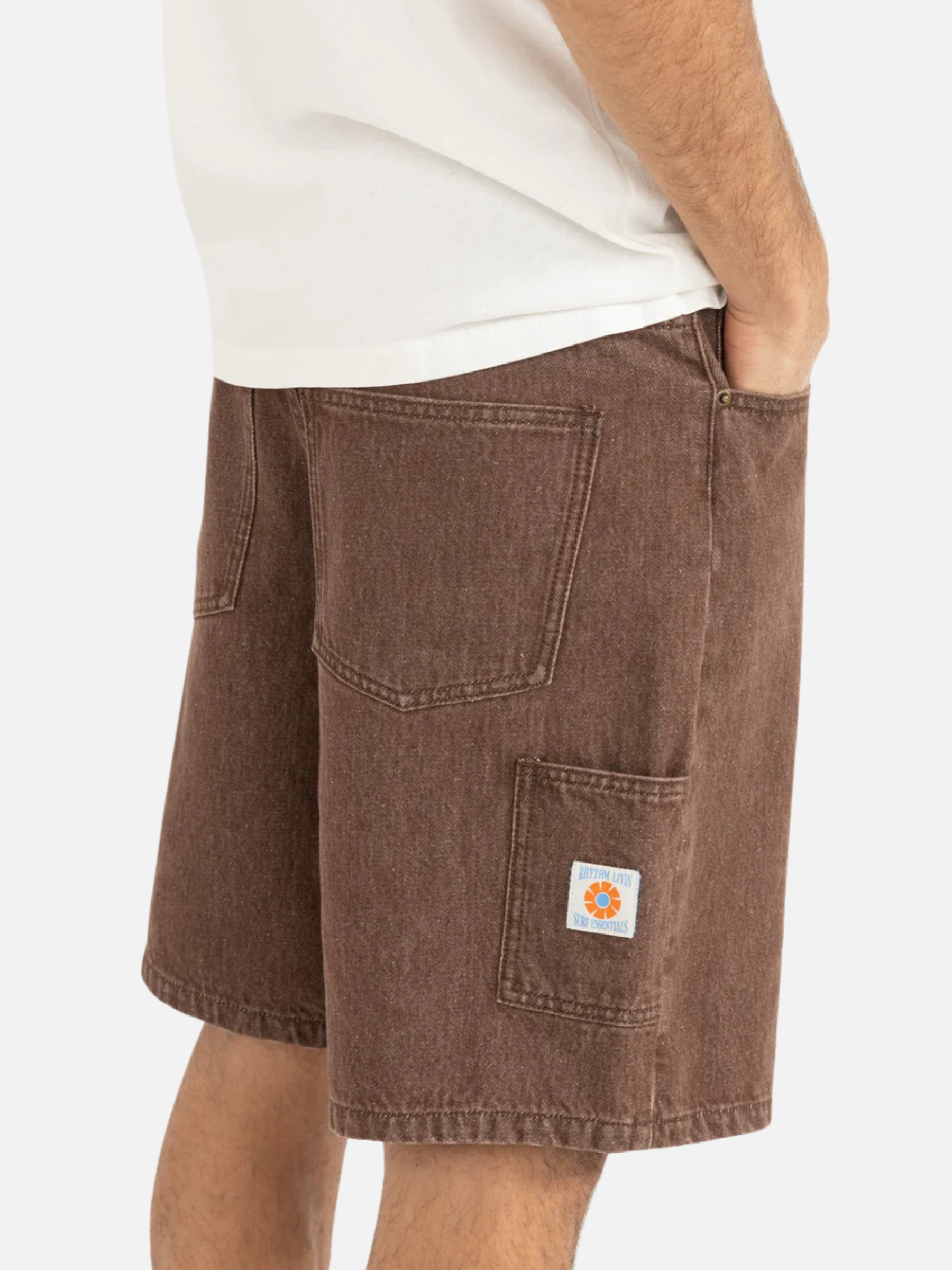 Rhythm Toby Denim Short Washed Brown Men's Relaxed Fit Jort Jean Short For Men Athens GA Georgia Kempt Menswear Store Near Me