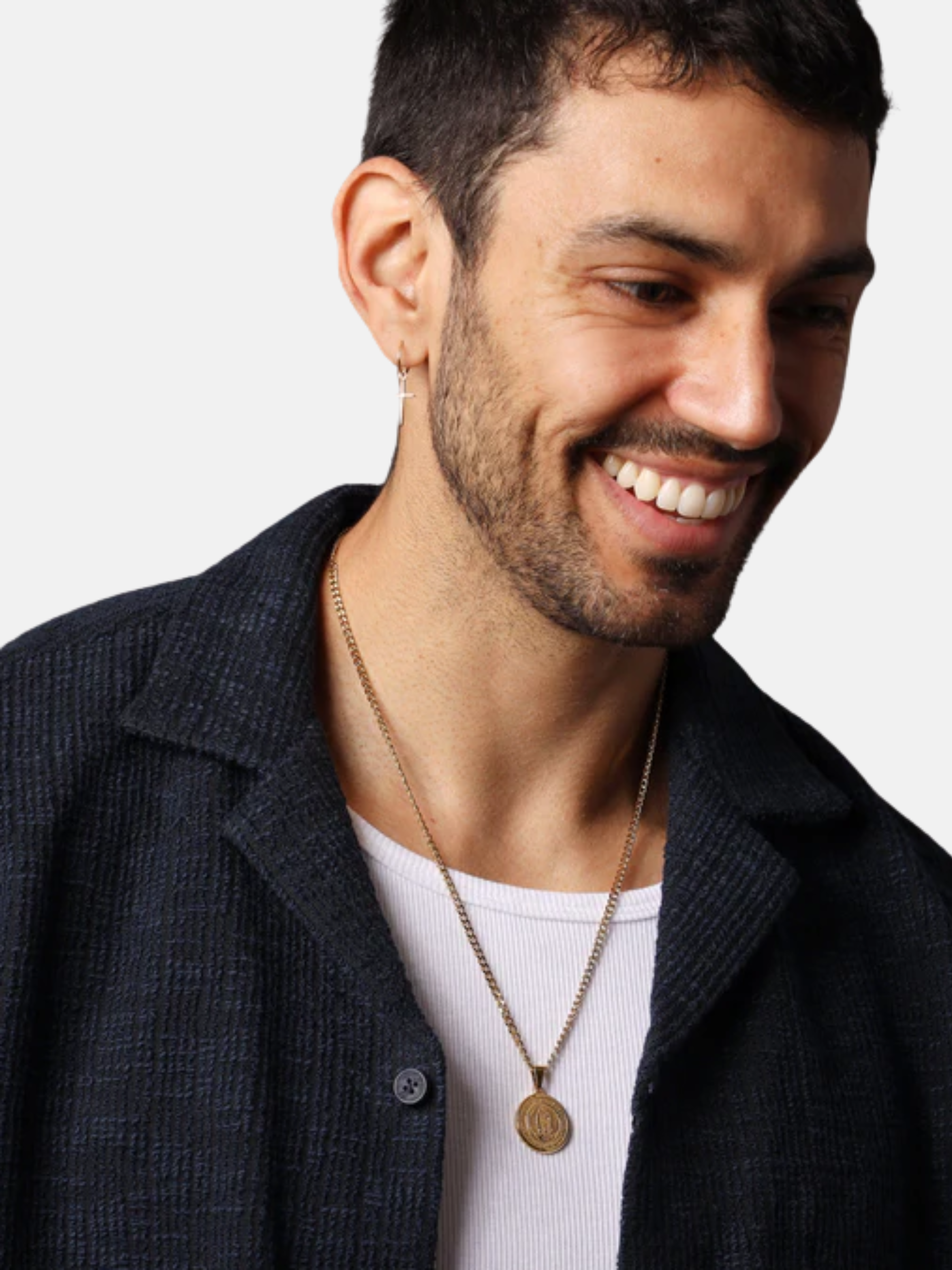 We Are All Smith Round Virgen de Guadalupe 14k Gold Plated Necklace 20" Inch Men's Pendant Cuban Chain Accessory For Men Athens GA Georgia Kempt Menswear Store Near Me