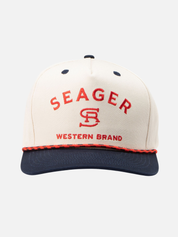Seager Branded Snapback Hat Cream Navy Athens GA Georgia Kempt Menswear Store Near Me