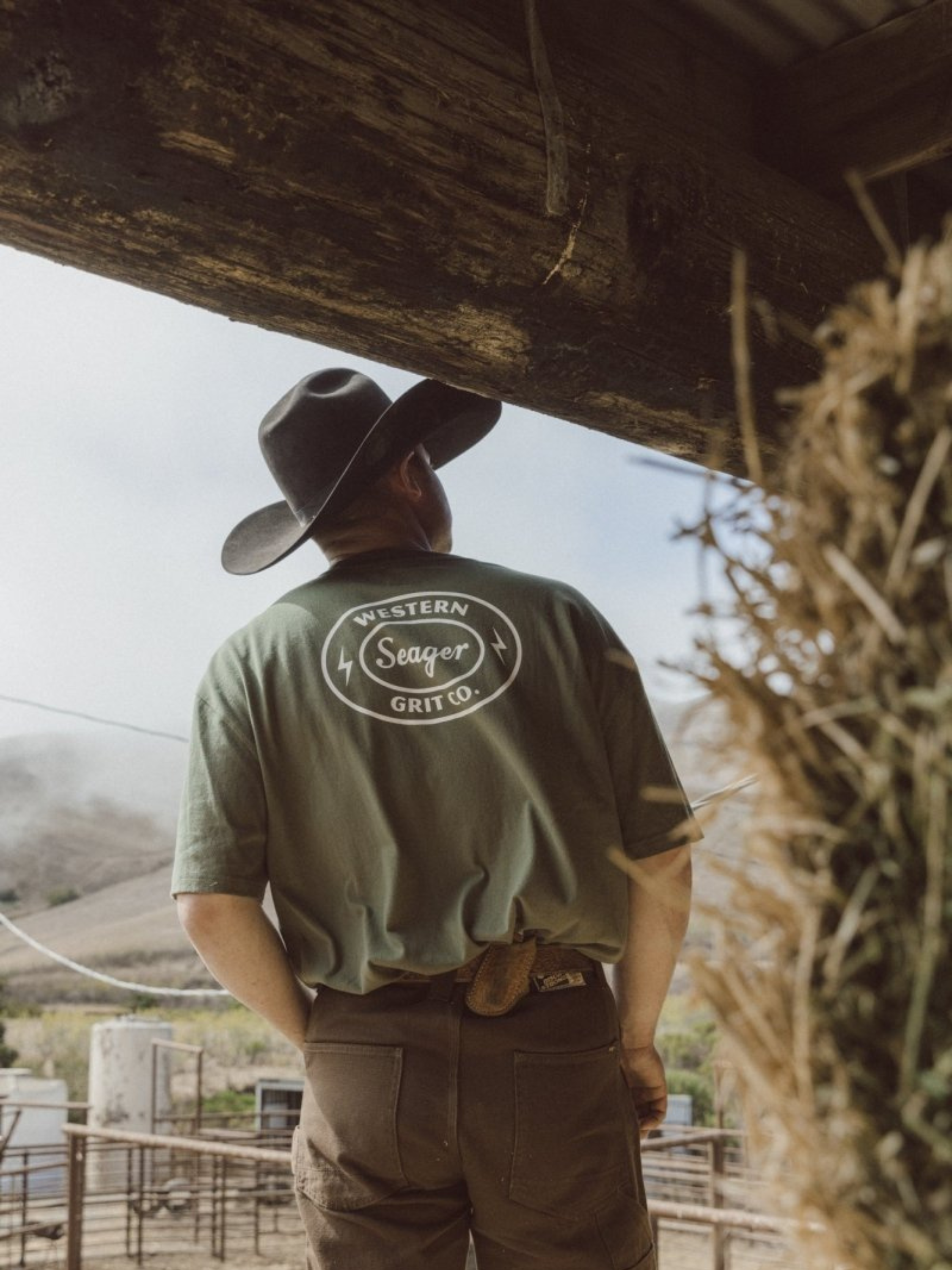 Seager Ford Burl Heavyweight Relaxed Graphic Tee Men’s Top for Men Military Green Athens GA Georgia Kempt Menswear Store Near Me