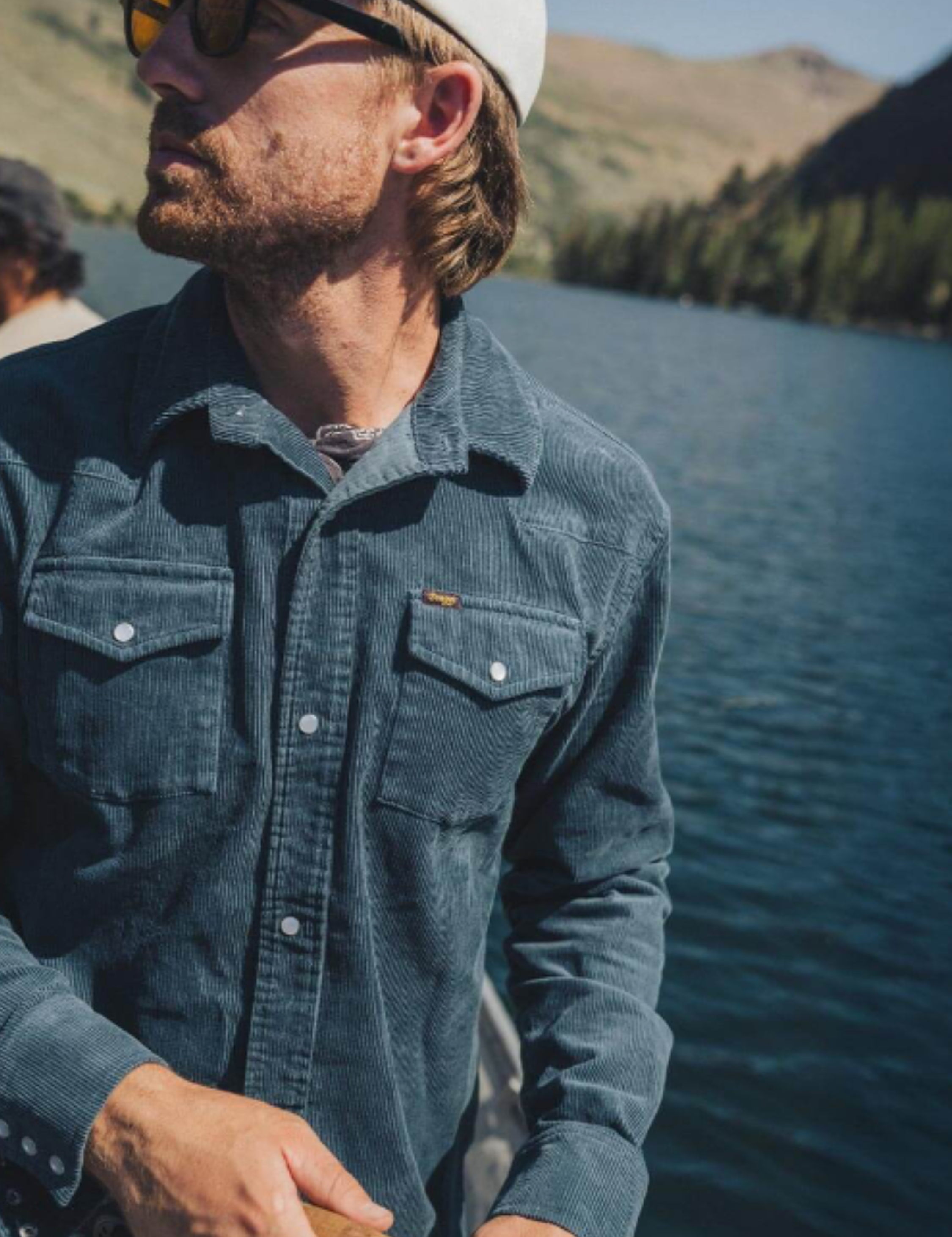 Seager Reagan Pearl Snap Corduroy Shirt Stormy Blue Texture Textured Top Button Down Collared Shirts for Men Men’s Long Sleeve Fall Winter Athens GA Georgia Kempt Menswear Store Near Me