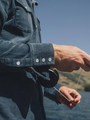 Seager Reagan Pearl Snap Corduroy Shirt Stormy Blue Texture Textured Top Button Down Collared Shirts for Men Men’s Long Sleeve Fall Winter Athens GA Georgia Kempt Menswear Store Near Me