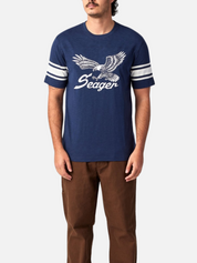 Seager Riggins Crew SS Short Sleeve Tee Graphic Stripe Navy Blue Men’s Top for Men Athens GA Georgia Kempt Menswear Store Near Me