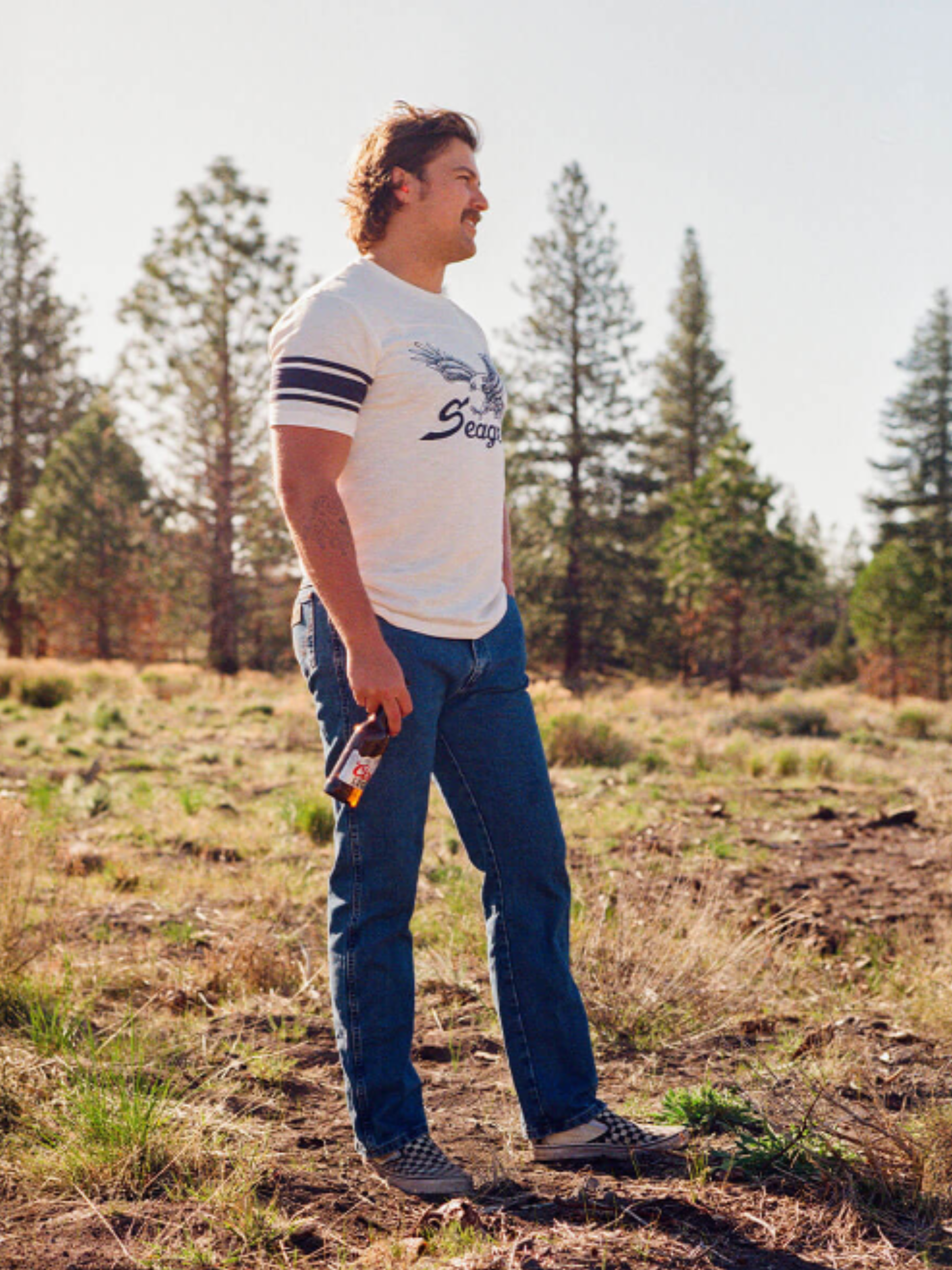 Seager Riggins Crew Tee White Color Block Americana USA Eagle Print Design Men’s Summer Tops for Men Athens GA Georgia Kempt Menswear Store Near Me