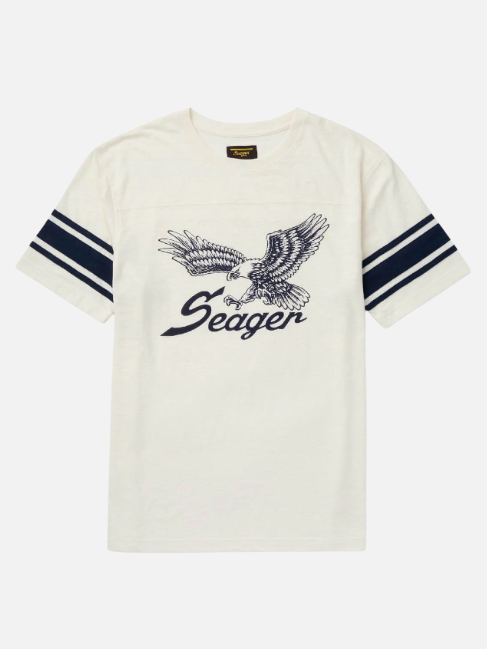 Seager Riggins Crew Tee White Color Block Americana USA Eagle Print Design Men’s Summer Tops for Men Athens GA Georgia Kempt Menswear Store Near Me