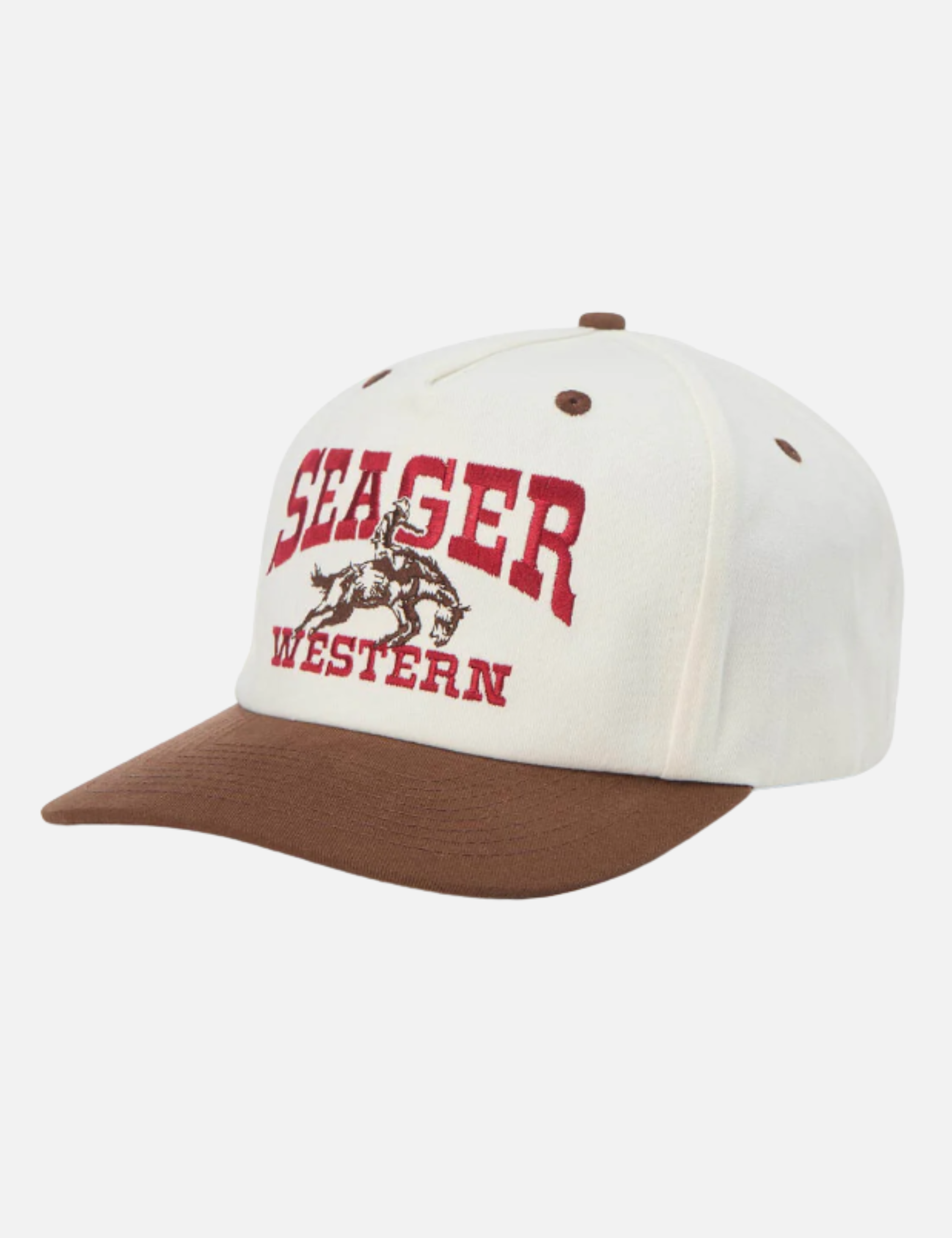 Seager Rodeo Snapback Medium Profile Cream Brown Red Western Accessories Men’s Hats for Men Kempt Athens GA Georgia Kempt Menswear Store Near Me