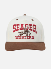 Seager Rodeo Snapback Medium Profile Cream Brown Red Western Accessories Men’s Hats for Men Kempt Athens GA Georgia Kempt Menswear Store Near Me