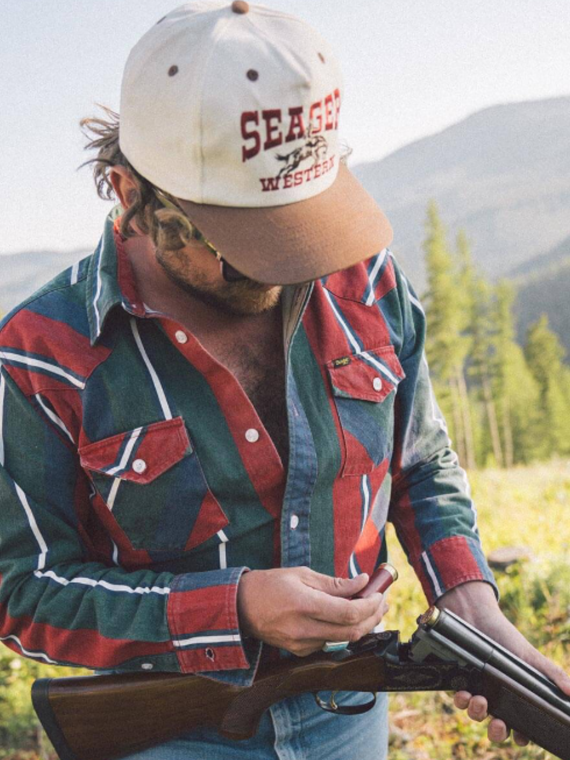 Seager Rodeo Snapback Medium Profile Cream Brown Red Western Accessories Men’s Hats for Men Kempt Athens GA Georgia Kempt Menswear Store Near Me