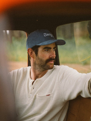 Seager Sawpit Henley LS Long Sleeve Thermal Shirt Men’s Fall Winter Tops for Men Vintage Black Washed Front Pocket Texture Athens GA Georgia Kempt Menswear Store Near Me