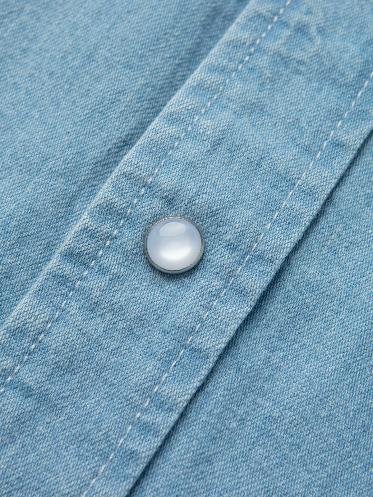  seager reagan pearl snap light wash indigo denim chambray button up western shirt kempt athens ga georgia men's clothing store
