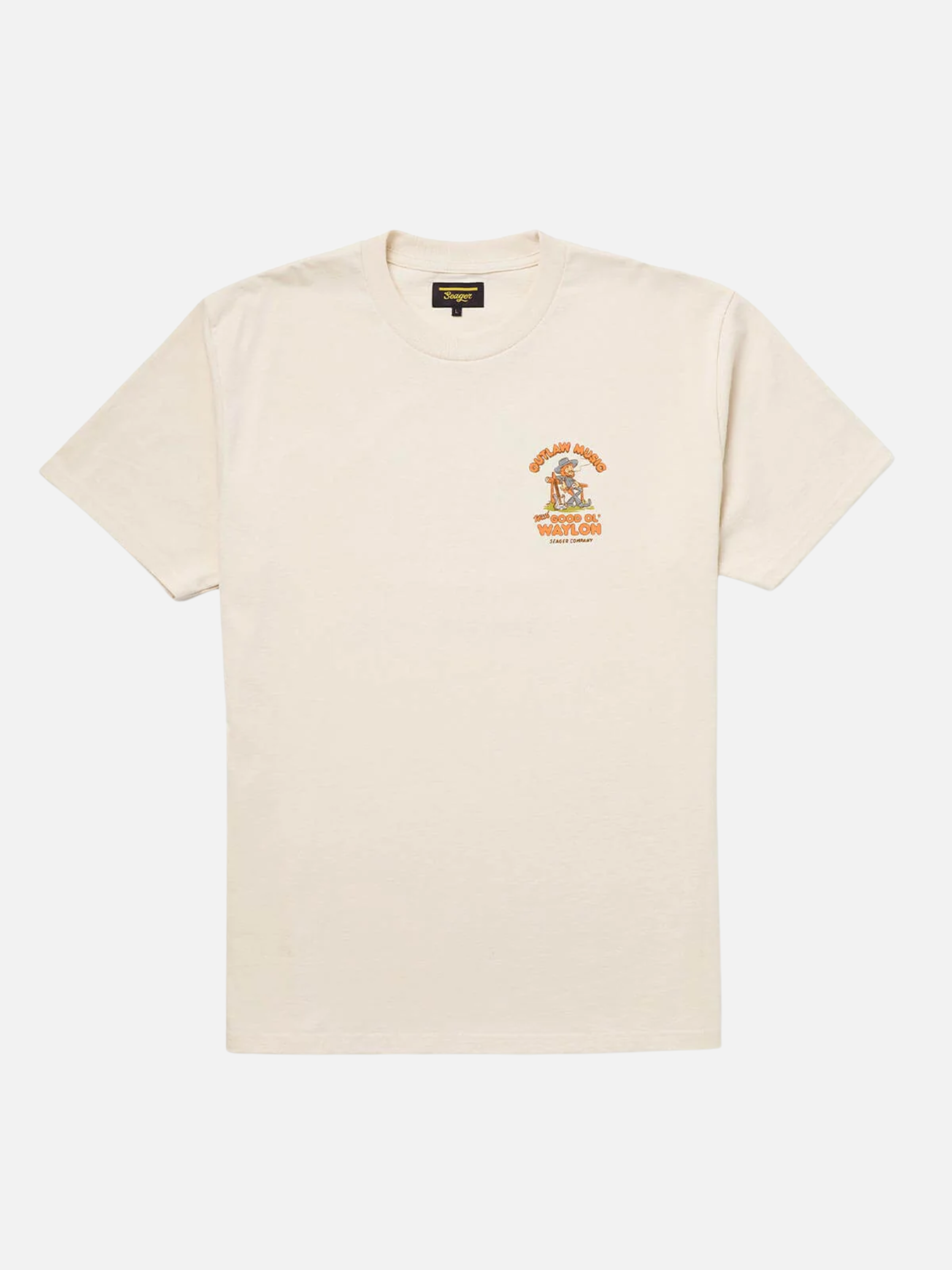 Seager X Waylon Jennings Outlaw Tee Vintage White Men's Graphic SS Short Sleeve Tee Shirt For Men Athens GA Georgia Kempt Menswear Store Near Me