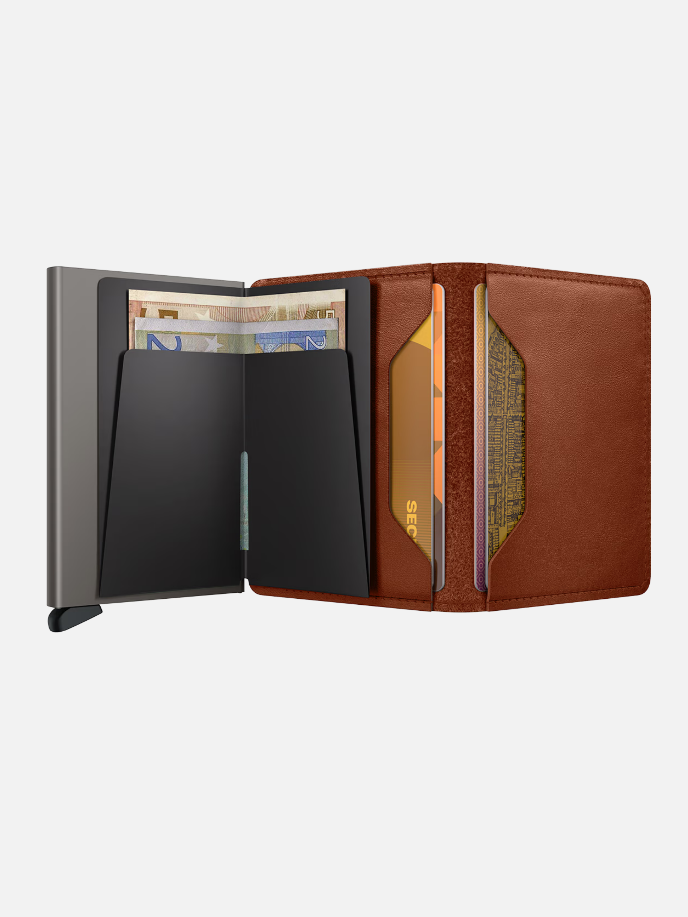 Secrid Slimwallet Texano Leather Saddle Brown Silver Gifts for Men Athens GA Georgia Kempt Menswear Store Near Me