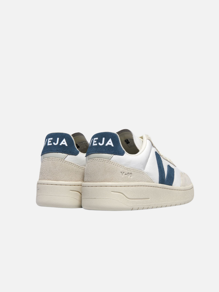 【送料&関税込】Veja V-90 Sneakers In White Leather V-90 LEATHER WHITE STEEL | VEJA