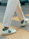 VEJA V-12 Leather Sneaker Extra White Cyprus Green Trainer Style White Leather Sneaker Kempt Athens Georgia Mens Shoes Store UGA