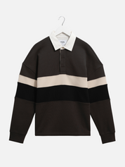 Wax London Rowhill Rugby Shirt Brown Black Stripe Stripes Striped Polo LS Long Sleeve Fall Winter Men’s Top Tops for Men Athens GA Georgia Kempt Menswear Store Near Me