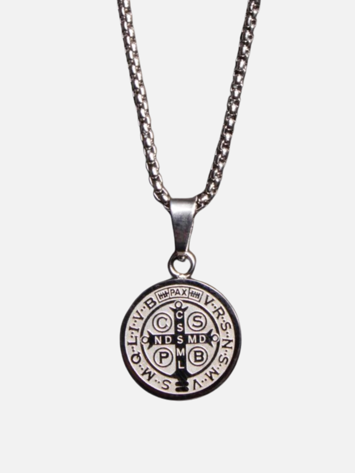 St. Benedict Small Medal Necklace - Steel