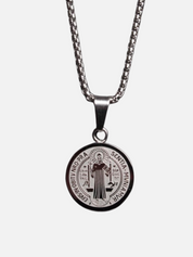 St. Benedict Small Medal Necklace - Steel