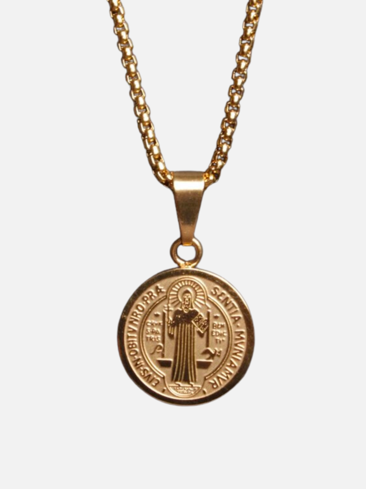 St. Benedict Small Medal Necklace - Gold