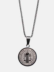 St. Benedict Large Medal Necklace - Steel
