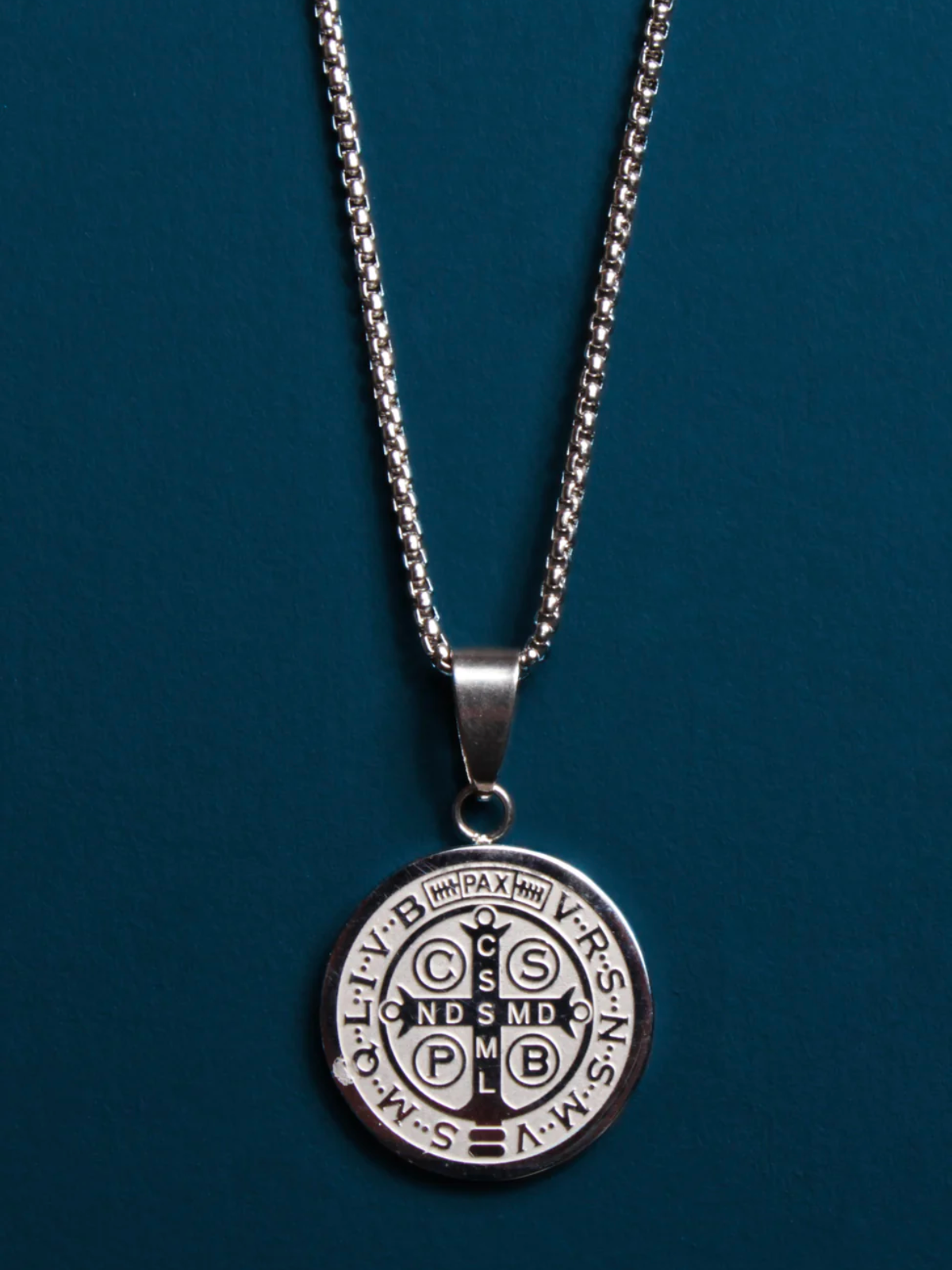 St. Benedict Large Medal Necklace - Steel