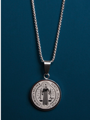 St. Benedict Large Medal Necklace - Steel