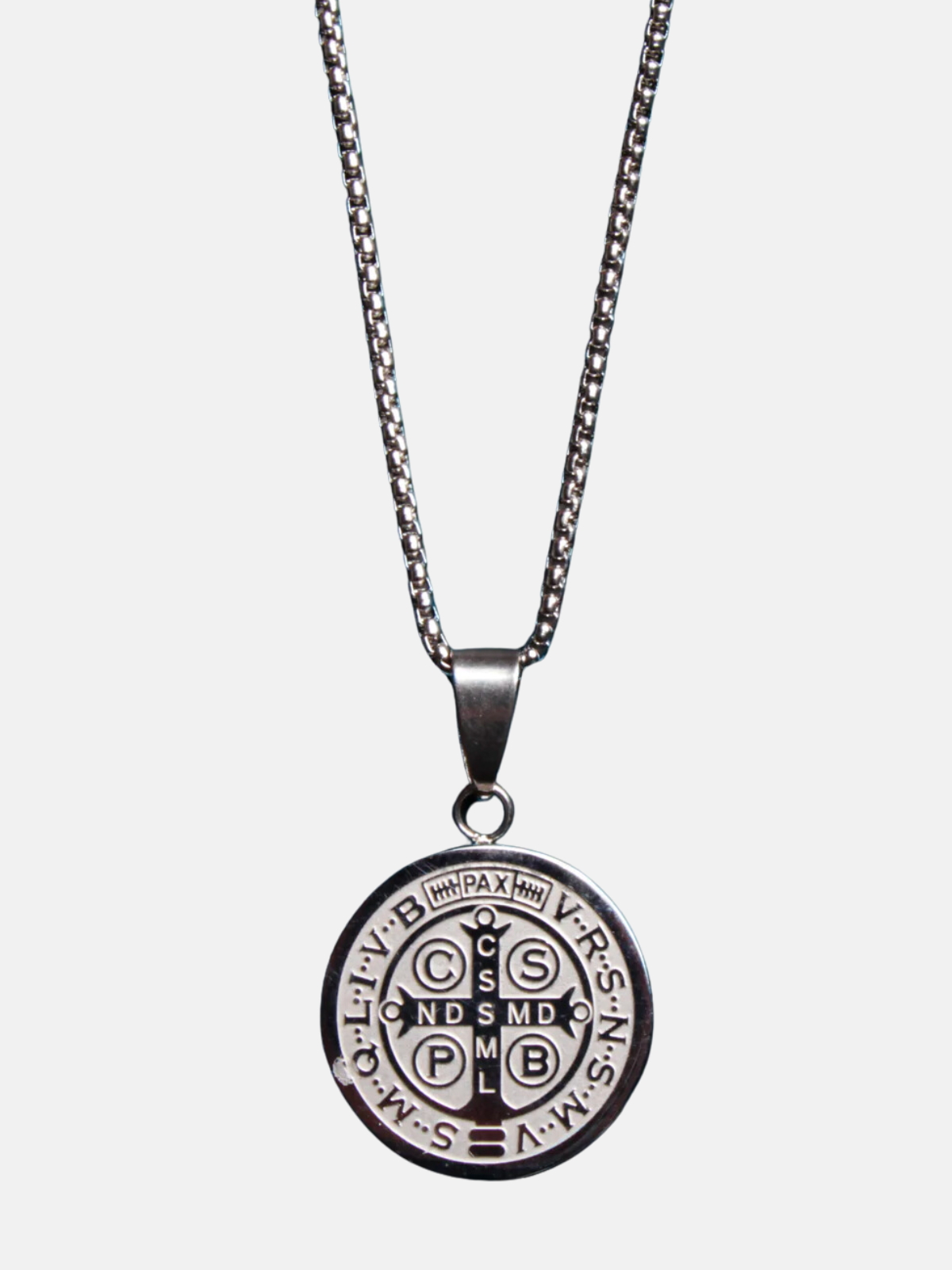 St. Benedict Large Medal Necklace - Steel