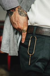 Brass Square Striped Ring