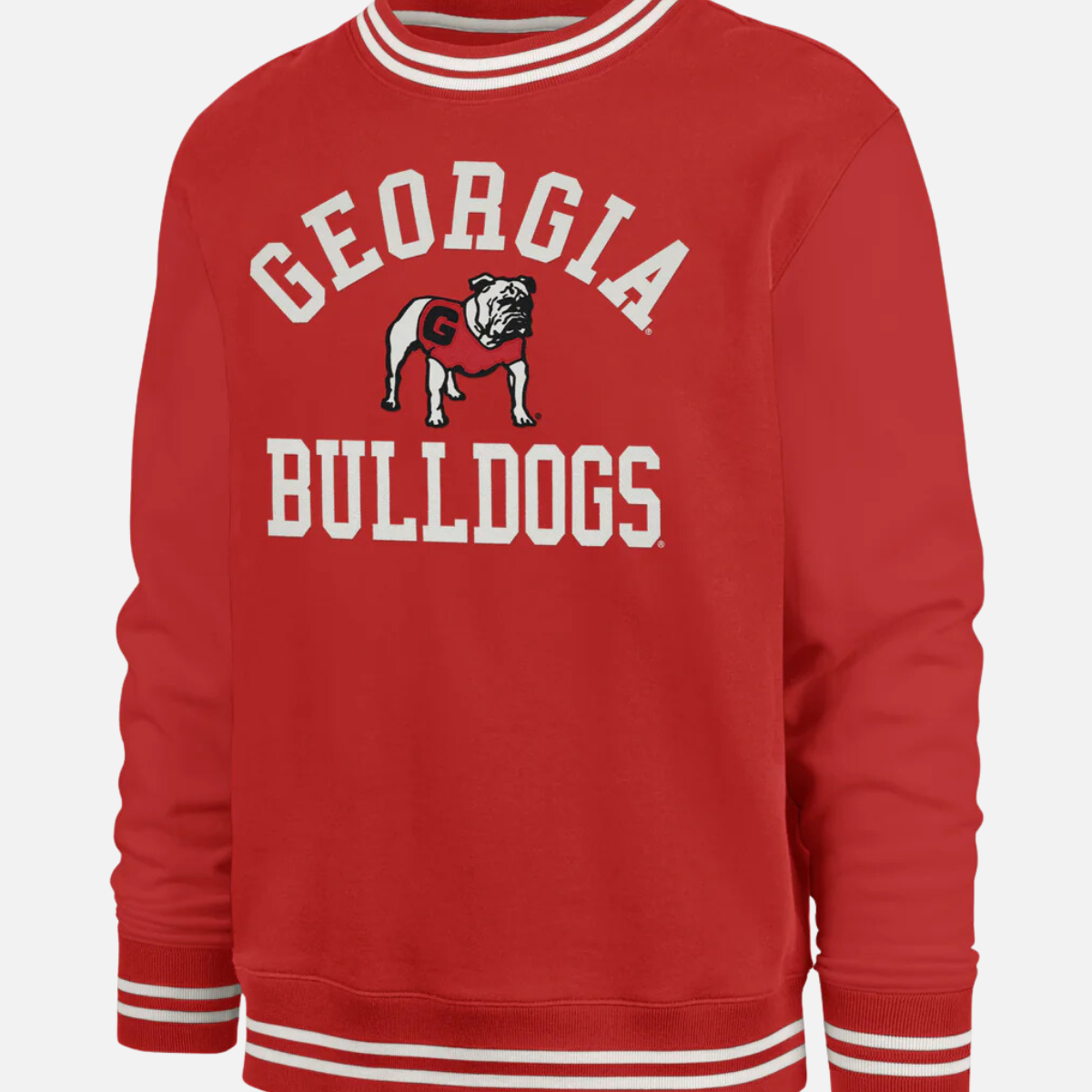 47 Brand UGA Georgia Bulldogs Clubhouse Sierra Crewneck Sweatshirt Varsity Stripe Dawgs Athens Georgia Kempt Mens Clothing Shop