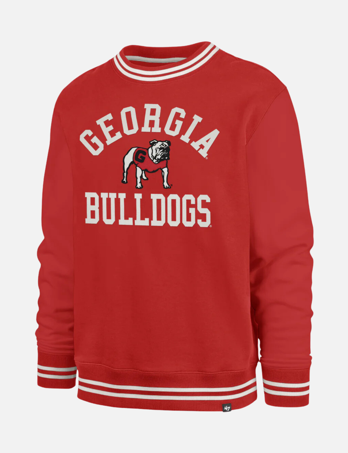 47 Brand UGA Georgia Bulldogs Clubhouse Sierra Crewneck Sweatshirt Varsity Stripe Dawgs Athens Georgia Kempt Mens Clothing Shop