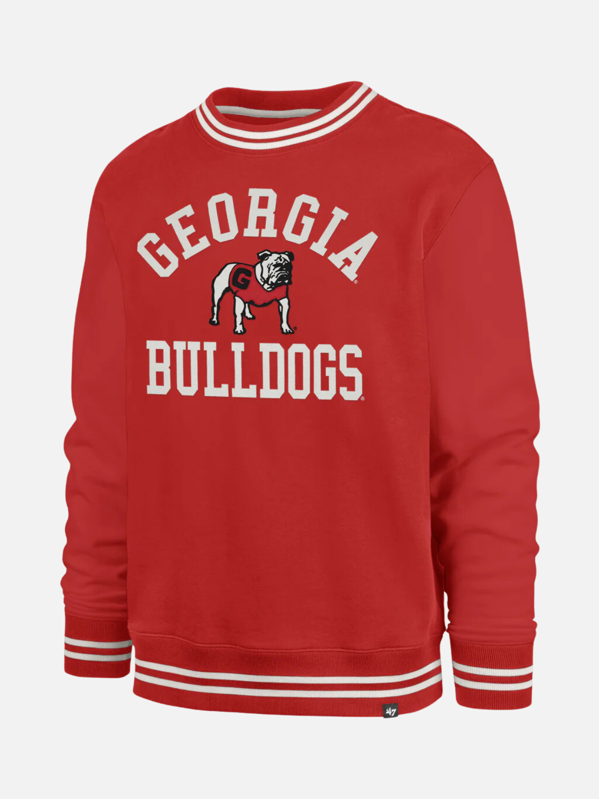47 Brand UGA Georgia Bulldogs Clubhouse Sierra Crewneck Sweatshirt Varsity Stripe Dawgs Athens Georgia Kempt Mens Clothing Shop