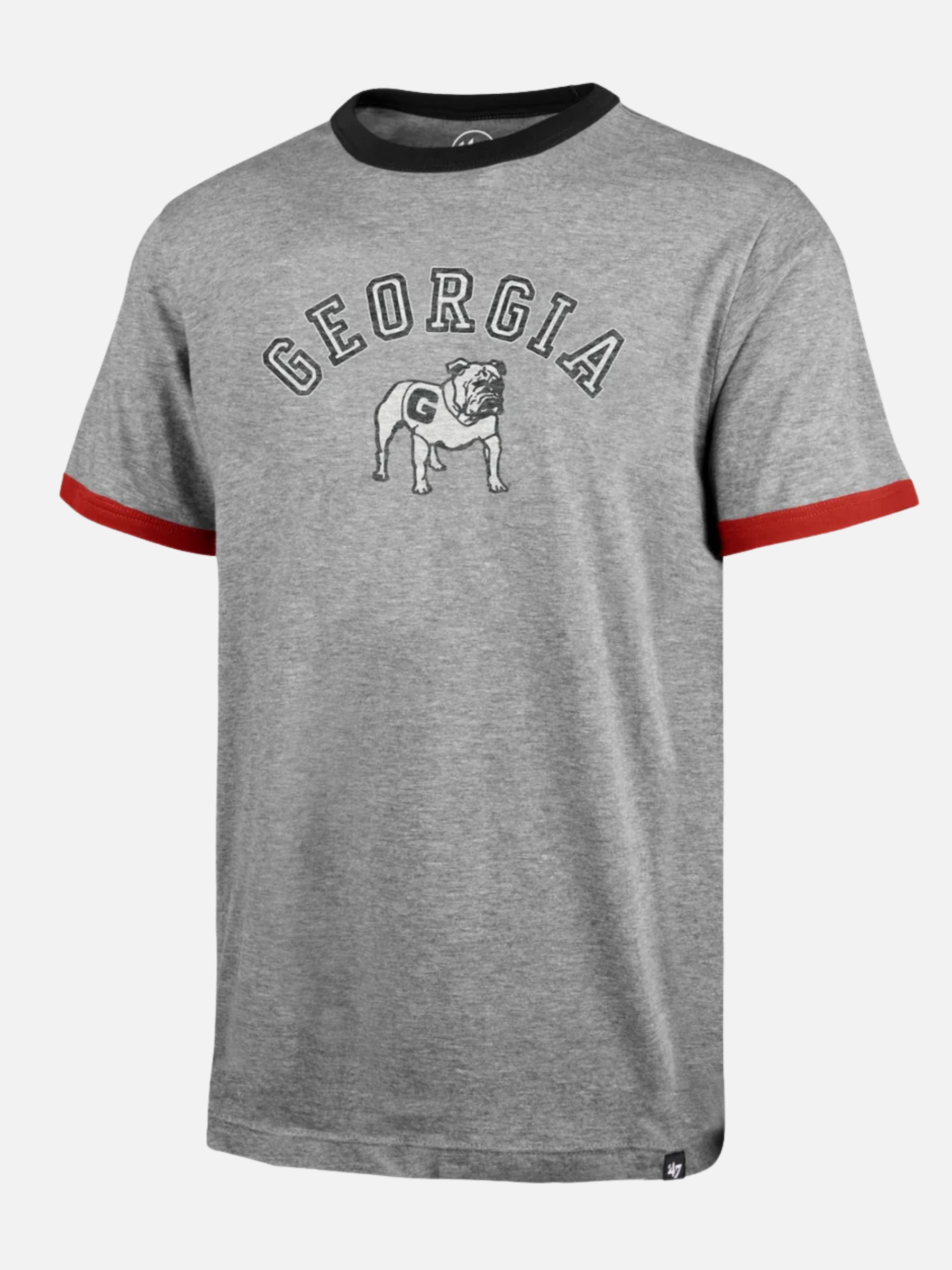 47 Brand Georgia Bulldogs Dalton Ringer Tee Slate Grey Red Black Men's UGA University Of Georgia T-Shirt For Men Athens GA Georgia Kempt Menswear Store Near Me