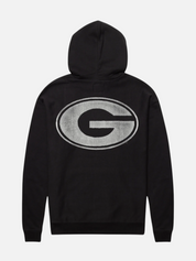 47 Brand Georgia Bulldogs Flint Monogram Embroidered Hood Backer Foundation Hoodie Men's UGA University Of Georgia Hoodie For Men Athens GA Georgia Kempt  Menswear Store Near Me