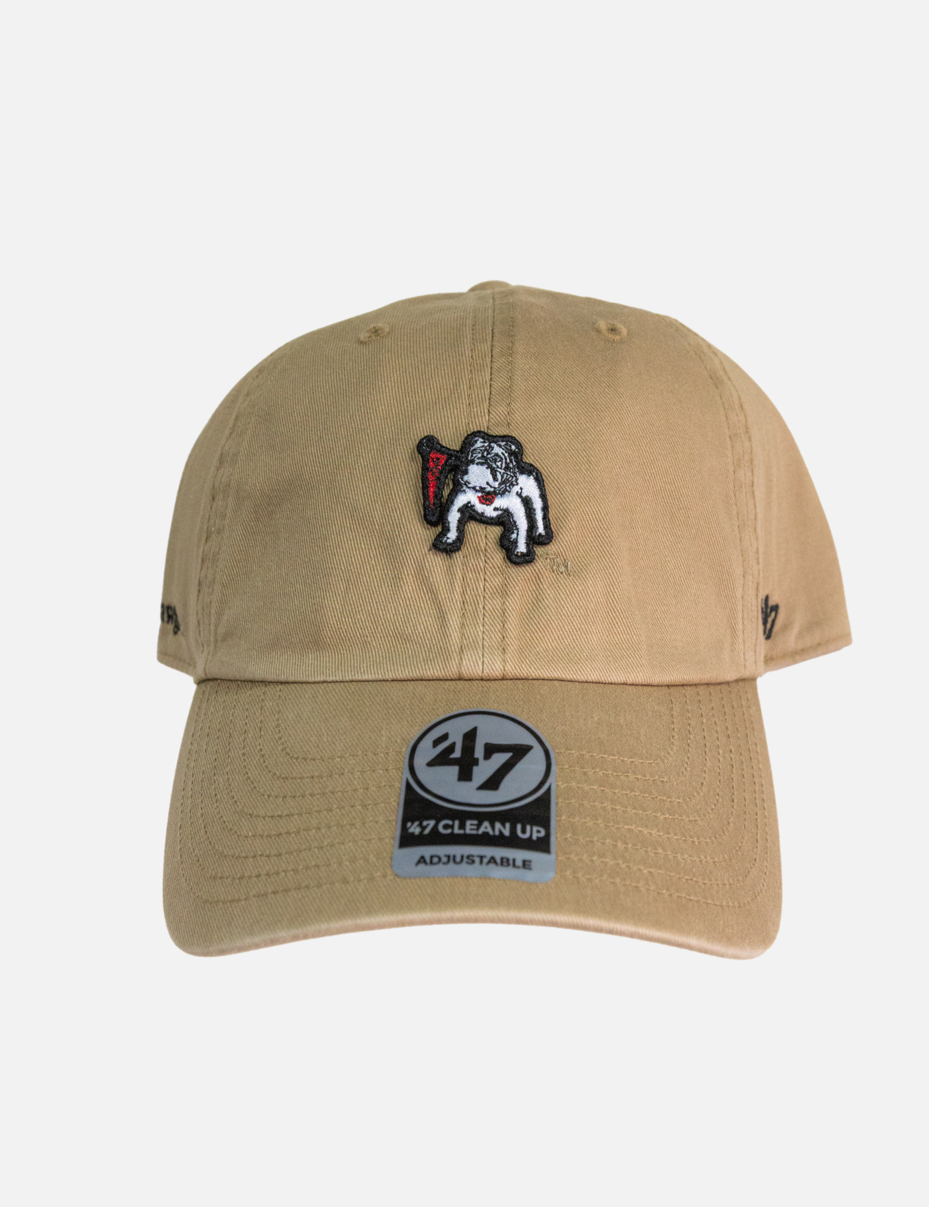 47 Brand Georgia Bulldogs Micro Patch Clean Up Cap Khaki Kempt Mens Clothing Store Athens GA UGA