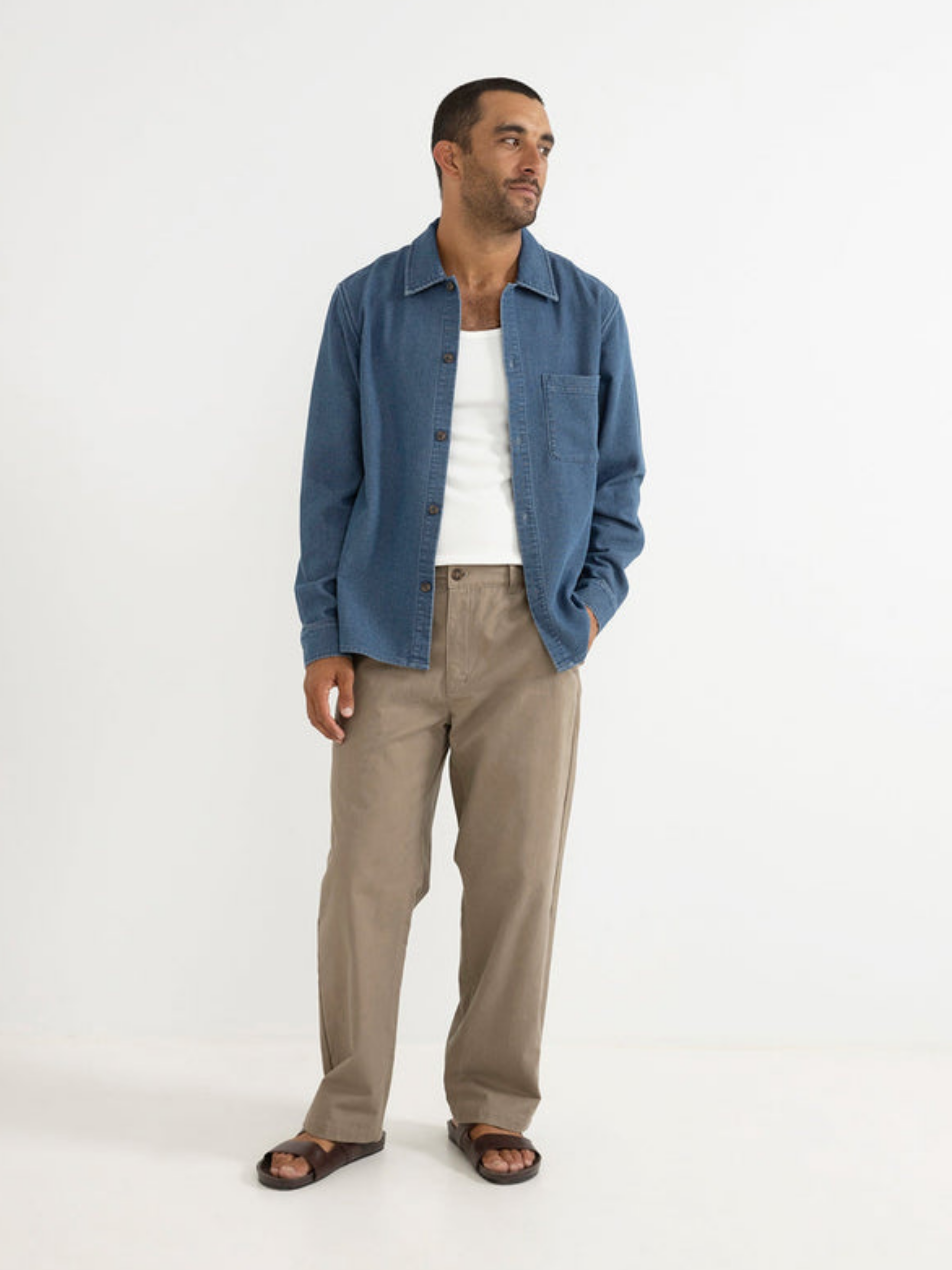 Rhythm Textured texture Wale LS Long Sleeve Shirt Collared Button Up Front Pockets Top for Men Men’s Shirts Fall WInter Washed Indigo Blue Athens GA Georgia Kempt Menswear Store Near Me