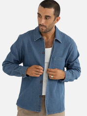 Rhythm Textured texture Wale LS Long Sleeve Shirt Collared Button Up Front Pockets Top for Men Men’s Shirts Fall WInter Washed Indigo Blue Athens GA Georgia Kempt Menswear Store Near Me