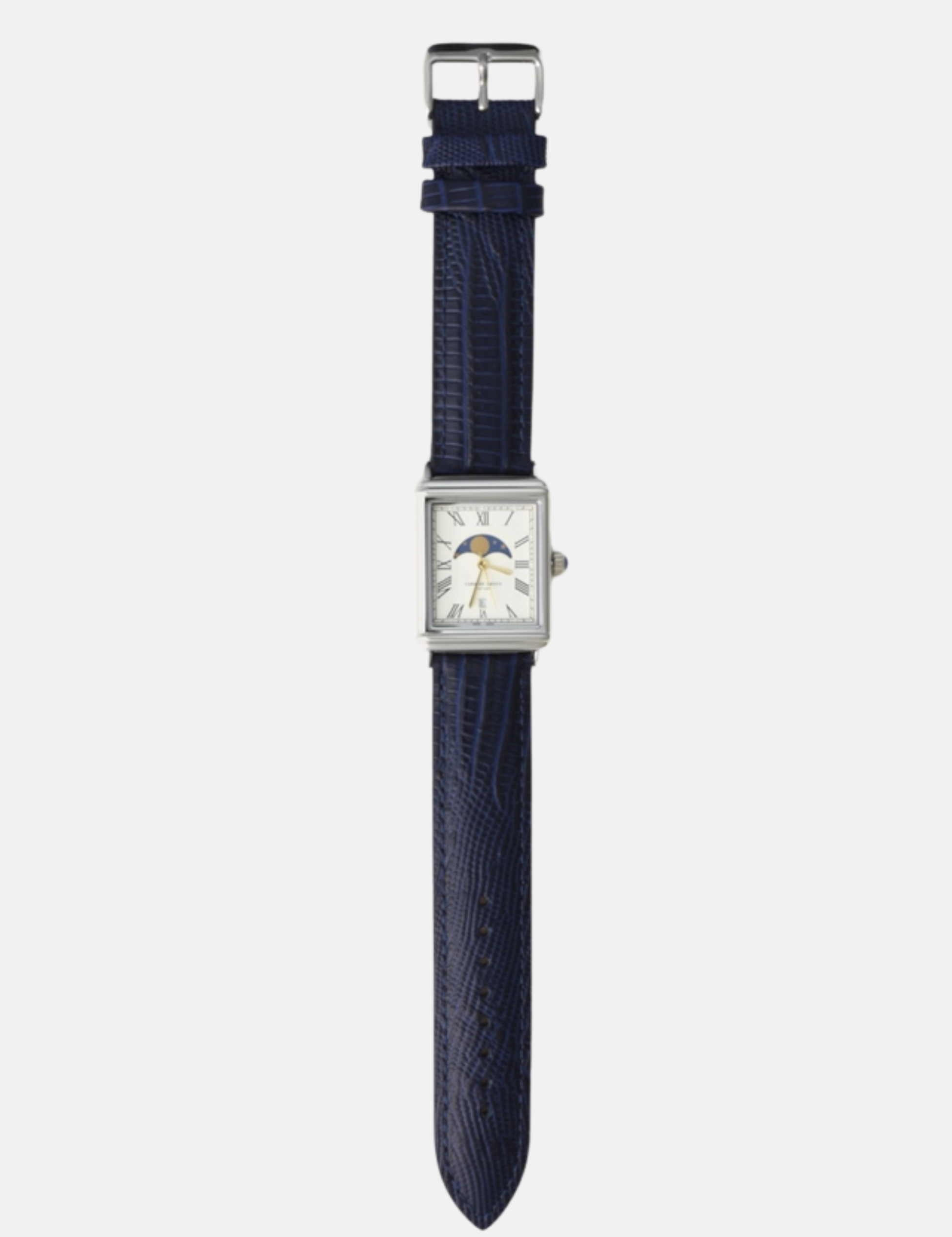 Curated Basics Moonphase Watch Black Leather Blue Lizard Strap Men’s Accessories Gifts for Men Jewelry Watches Rectangular Face Athens GA Georgia Kempt Menswear Store Near Me