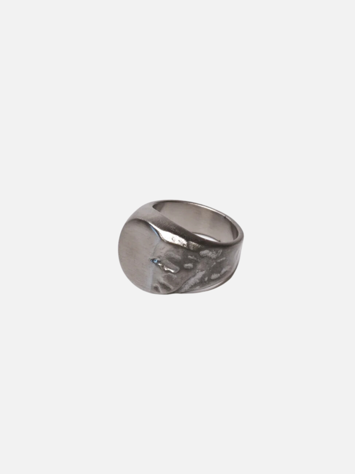 Curated Basics Distressed Steel Signet Ring