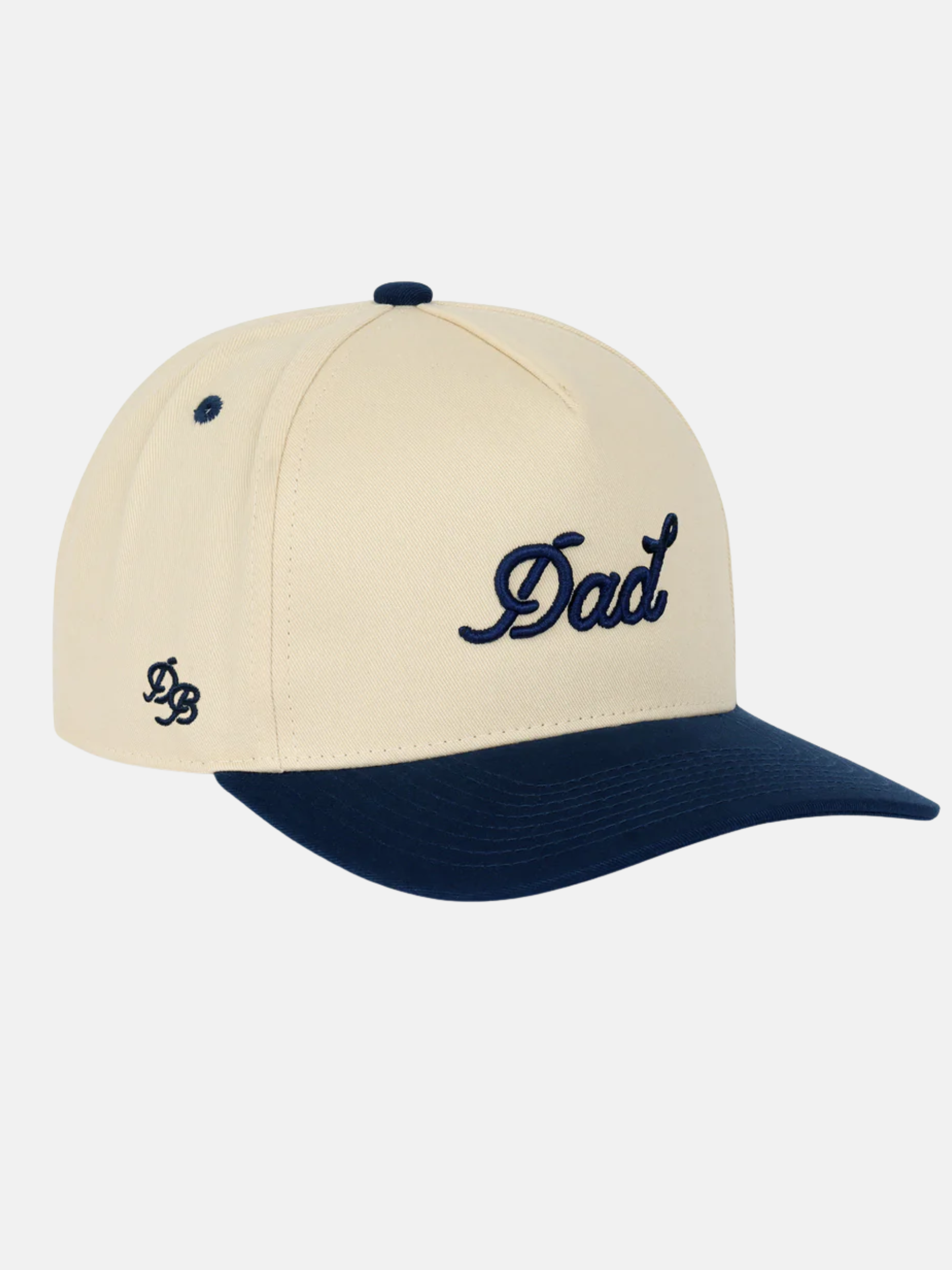 Dad Brand Dad Structured Snapback Hat Cream Navy Men's Embroidered High Profile Adjustable Dad Cap For Men Athens GA Georgia Kempt Menswear Store Near Me 