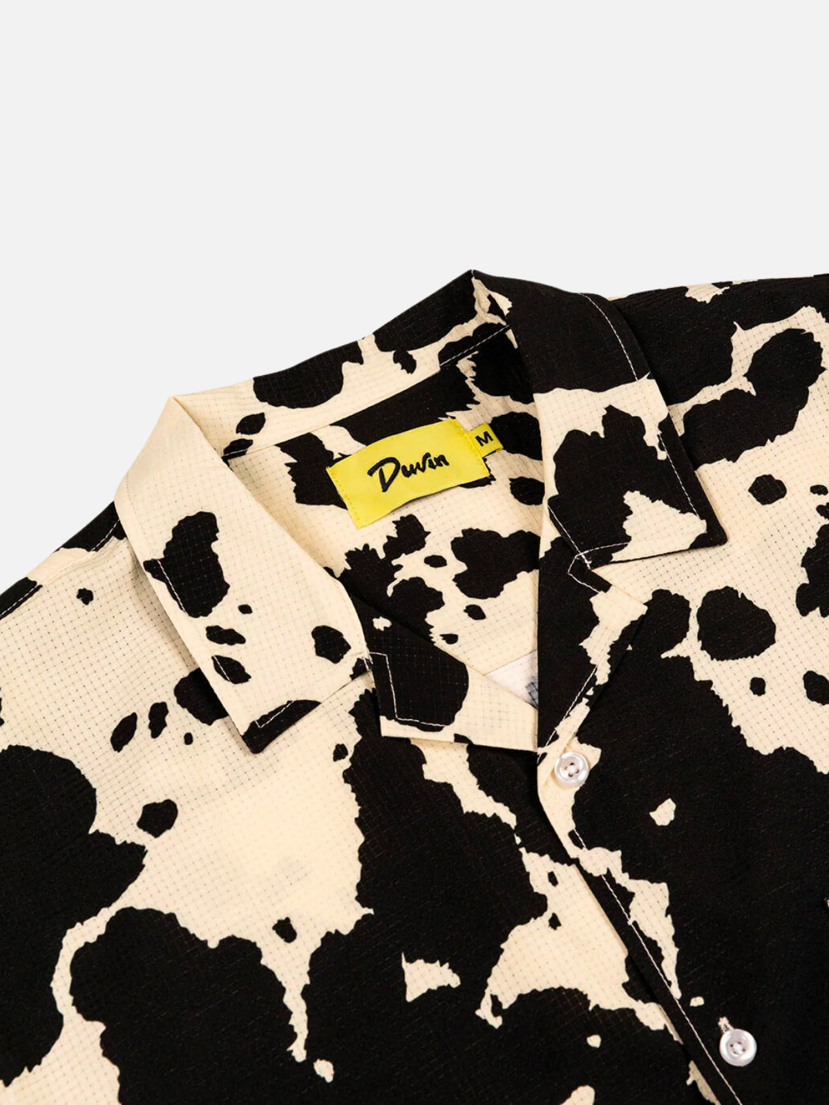 duvin cow leisure stretch buttonup black white print polyester spandex blend kempt athens ga georgia men's clothing store