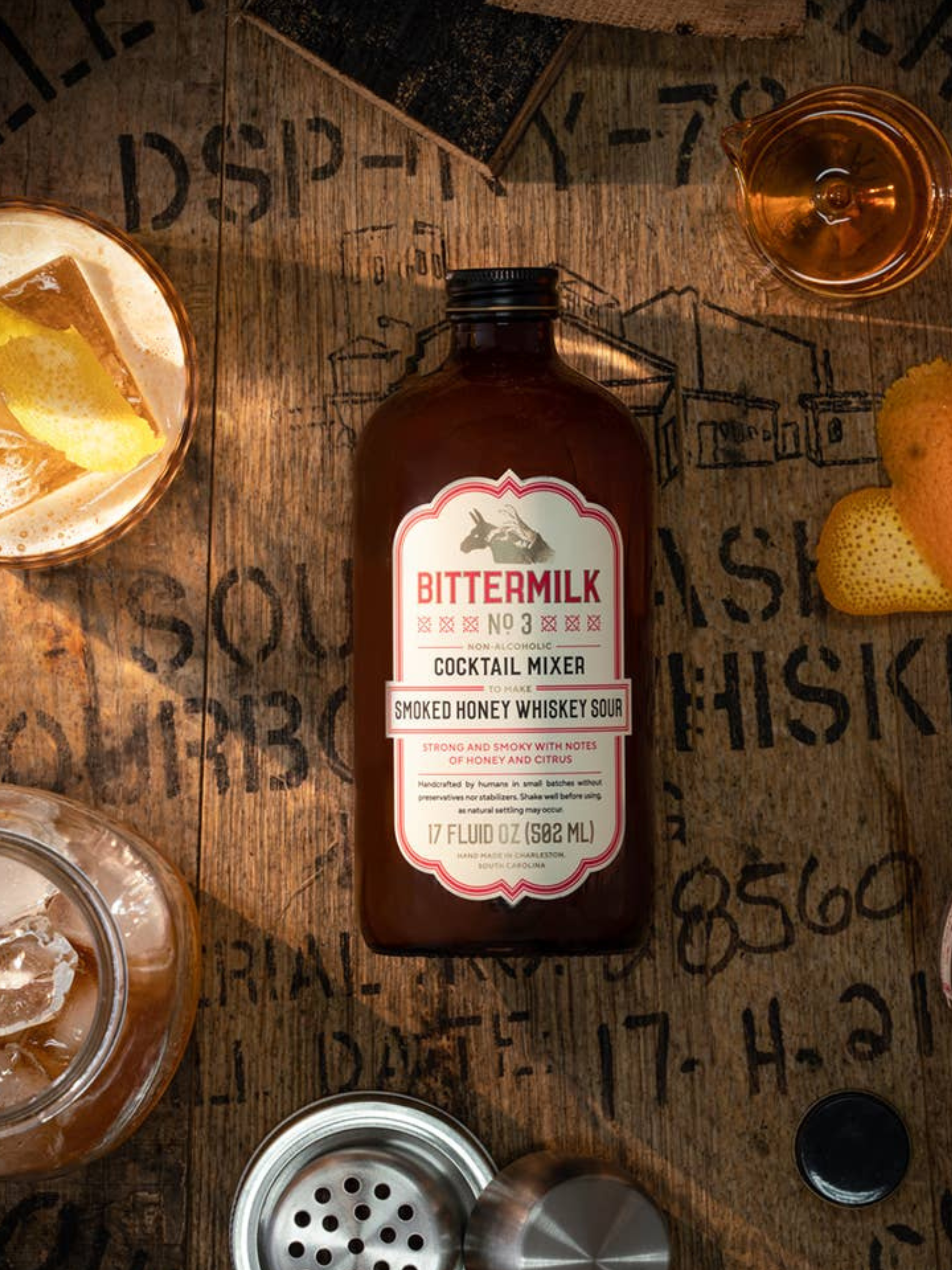 Bittermilk Bottling Co. Smoked Honey Whiskey Sour Cocktail Mixer Holiday Gifts for Him Christmas Ideas for Husband Stocking Stuffer Bar Non Alcoholic Athens GA Georgia Kempt Menswear Store Near Me 