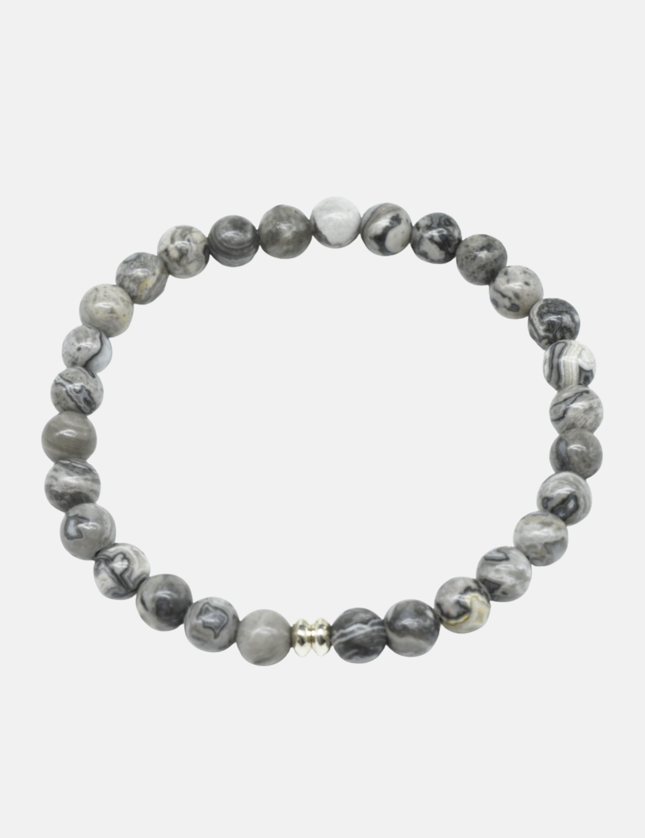 Curated Basics Allover Grey Jasper Beaded Stretch Bracelet Jewelry Accessories for Men Gifts Near Me Athens GA Georgia Kempt Menswear Store