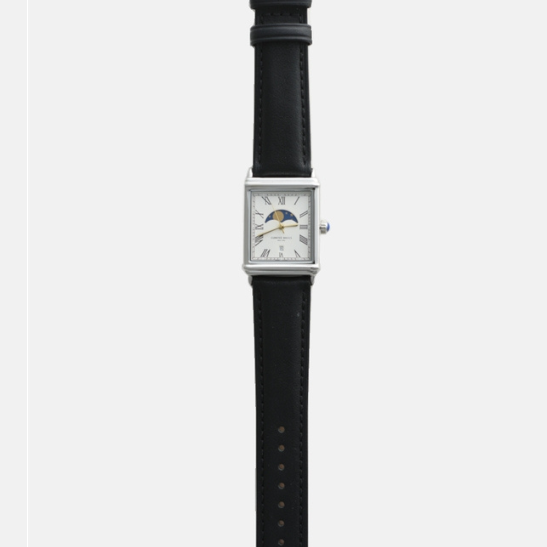 Curated Basics Moonphase Watch Black Leather Blue Lizard Strap Men’s Accessories Gifts for Men Jewelry Watches Rectangular Face Athens GA Georgia Kempt Menswear Store Near Me