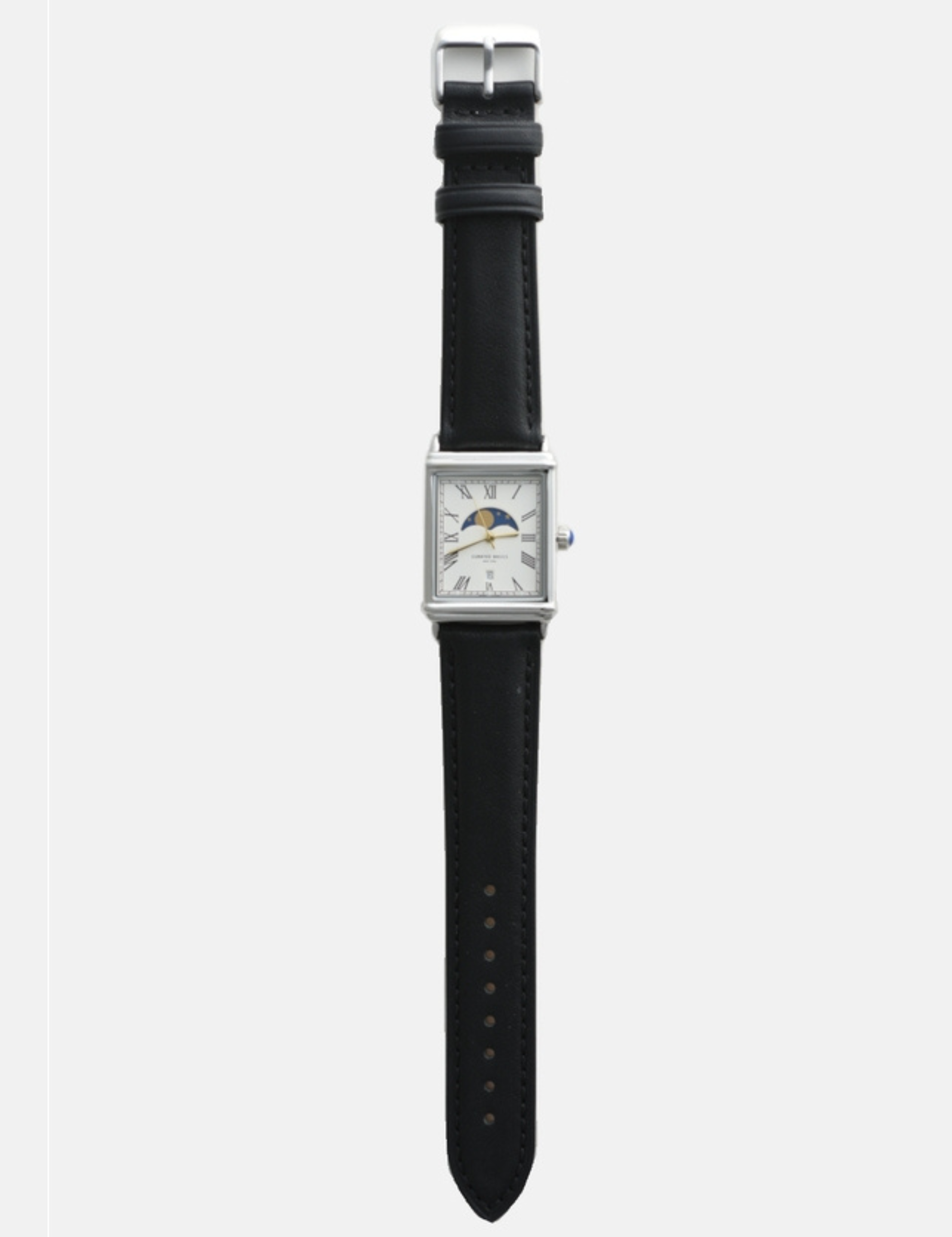 Curated Basics Moonphase Watch Black Leather Blue Lizard Strap Men’s Accessories Gifts for Men Jewelry Watches Rectangular Face Athens GA Georgia Kempt Menswear Store Near Me