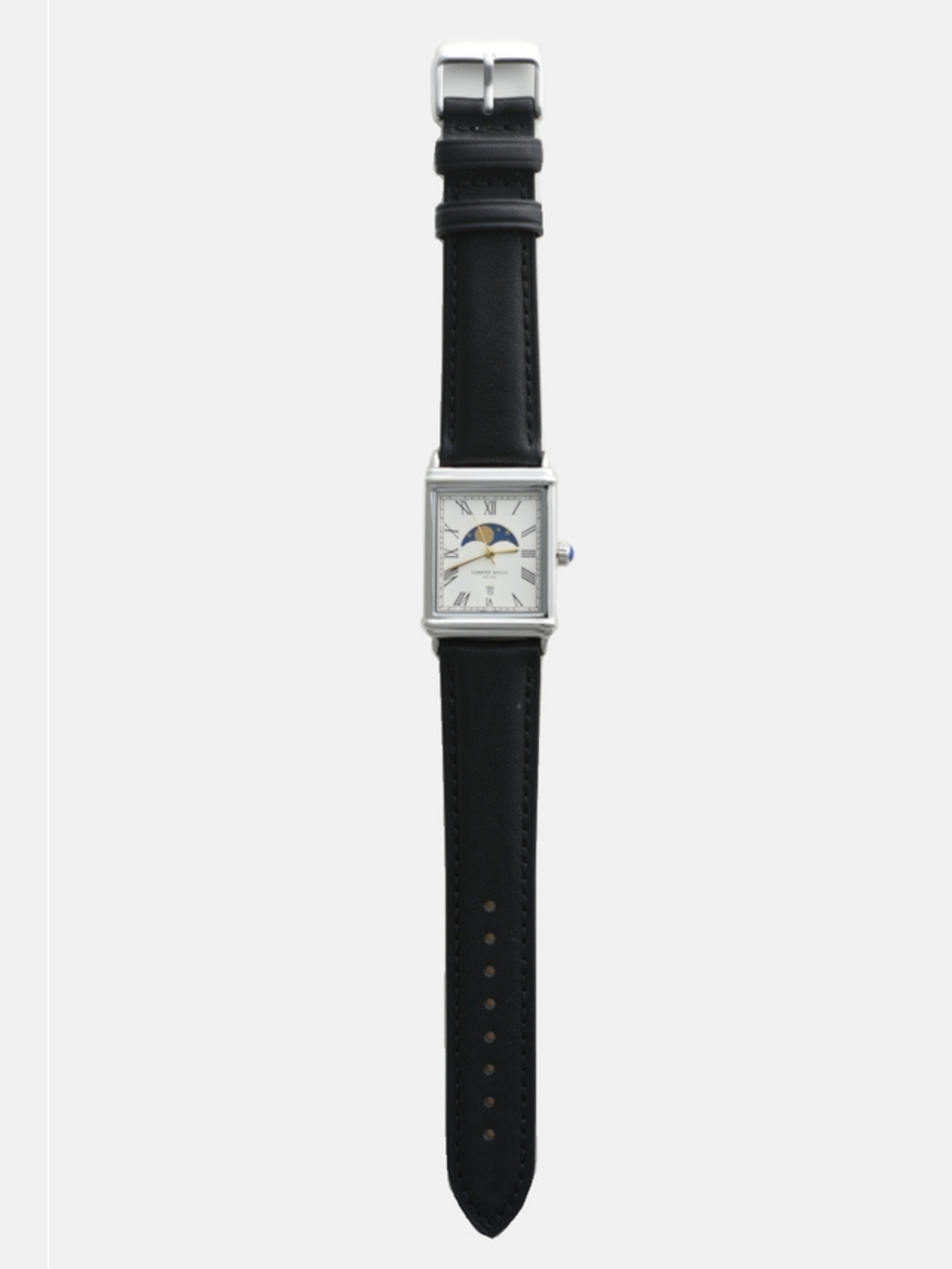 Curated Basics Moonphase Watch Black Leather Blue Lizard Strap Men’s Accessories Gifts for Men Jewelry Watches Rectangular Face Athens GA Georgia Kempt Menswear Store Near Me