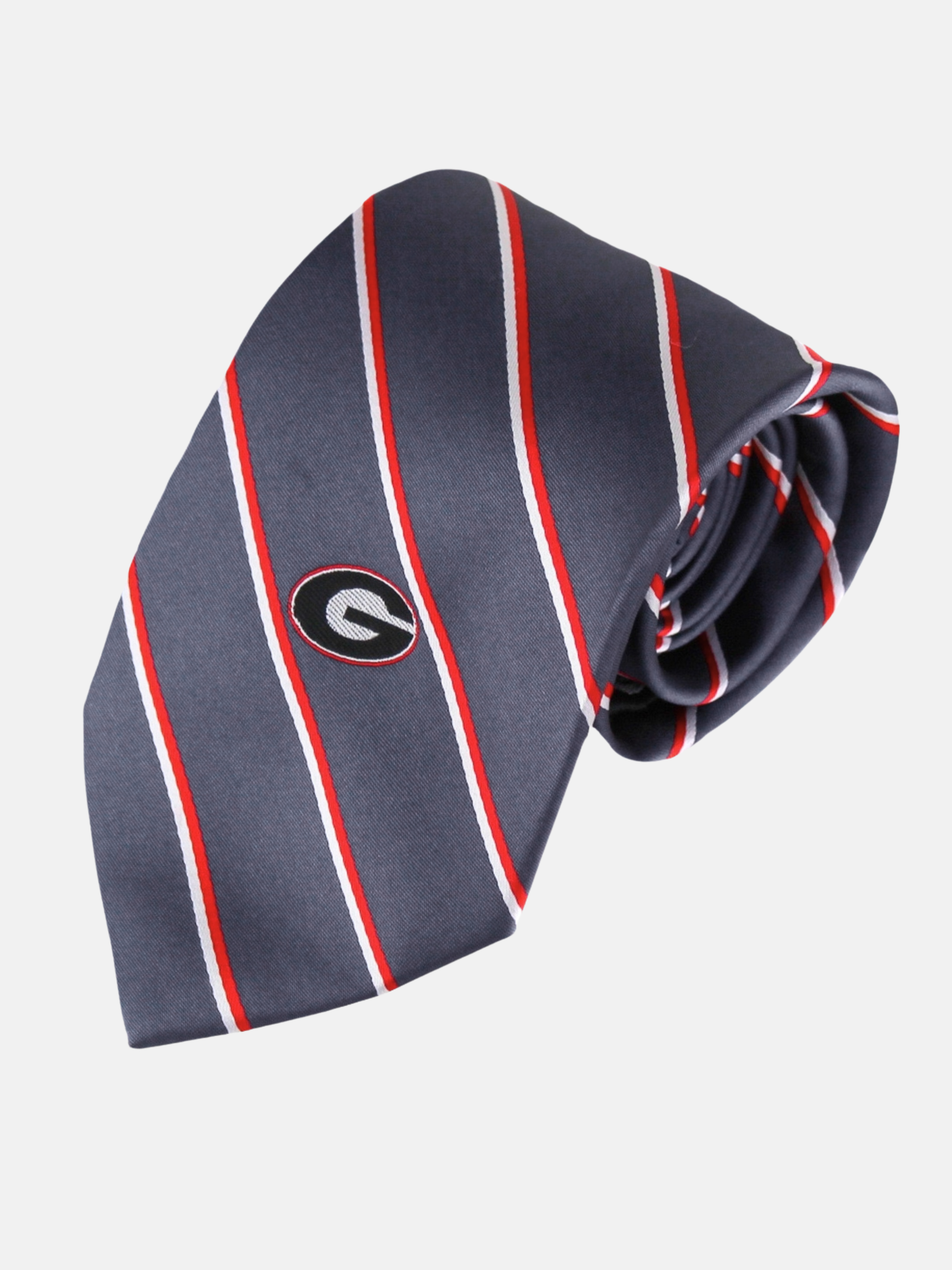 Georgia Bulldogs UGA Dawgs Tie Grey Gray Charcoal Stripe Necktie for Men Accessories Athens GA Georgia Kempt Menswear Store Near Me