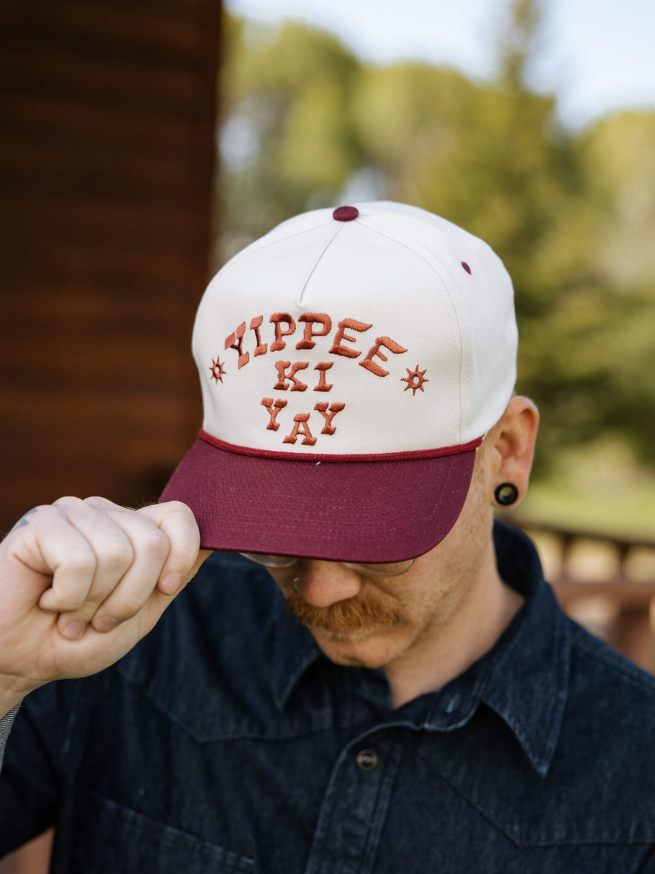 Sendero Provisions Yippee Ki Yay Hat Men’s Headwear Cream White Maroon Red Hat Athens GA Georgia Kempt Menswear Store Near Me
