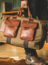 Will Leather Goods Canvas Cotton and Leather Travel Duffle Suitcase Band Long Strap Weekender Pockets Laptop Storage Tobacco Green Olive Brown Plaid Lining Gifts for Him Husband Gift Athens GA Georgia Kempt Menswear Store Near Me