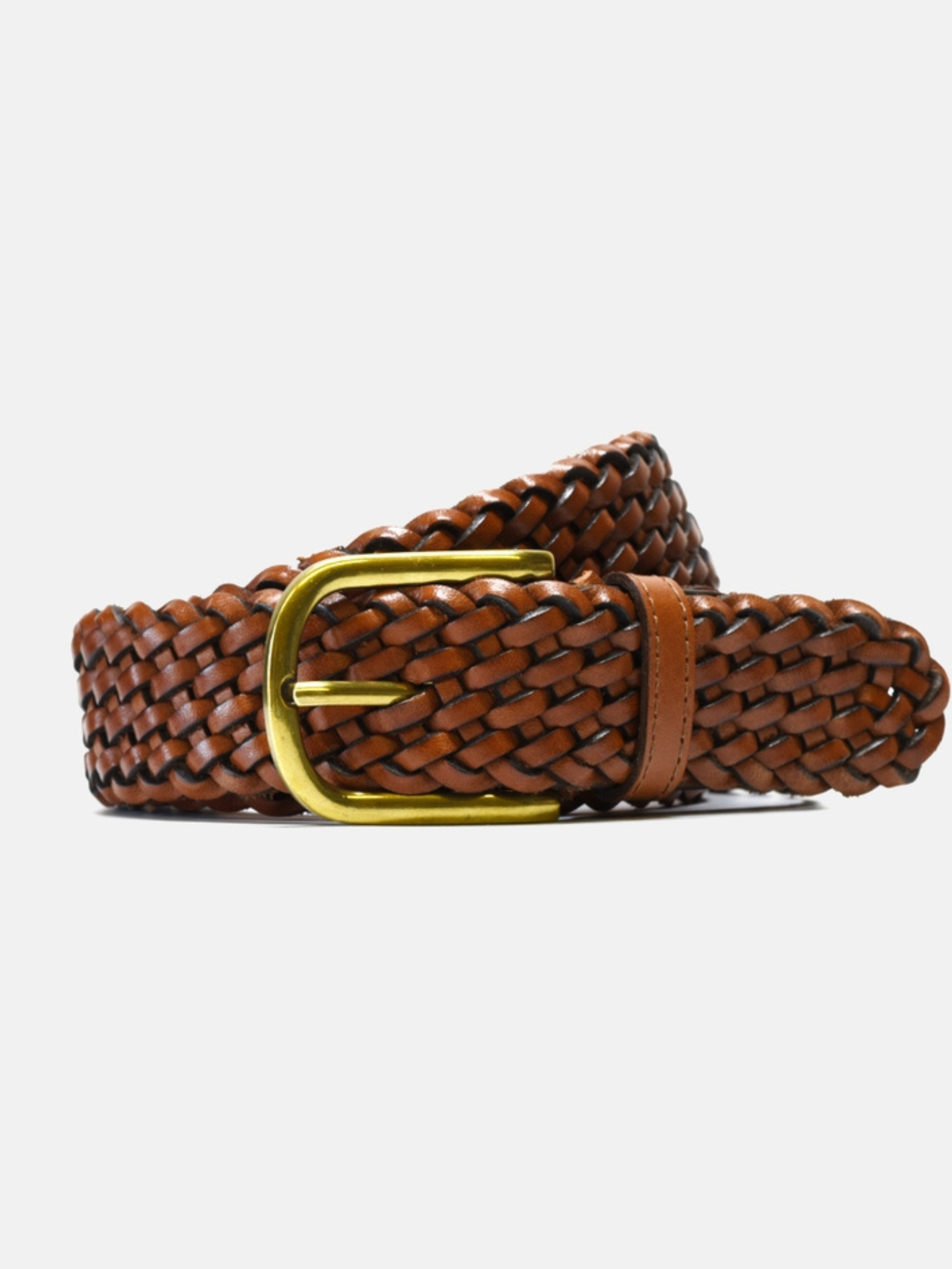 Brown Woven Leather Belt