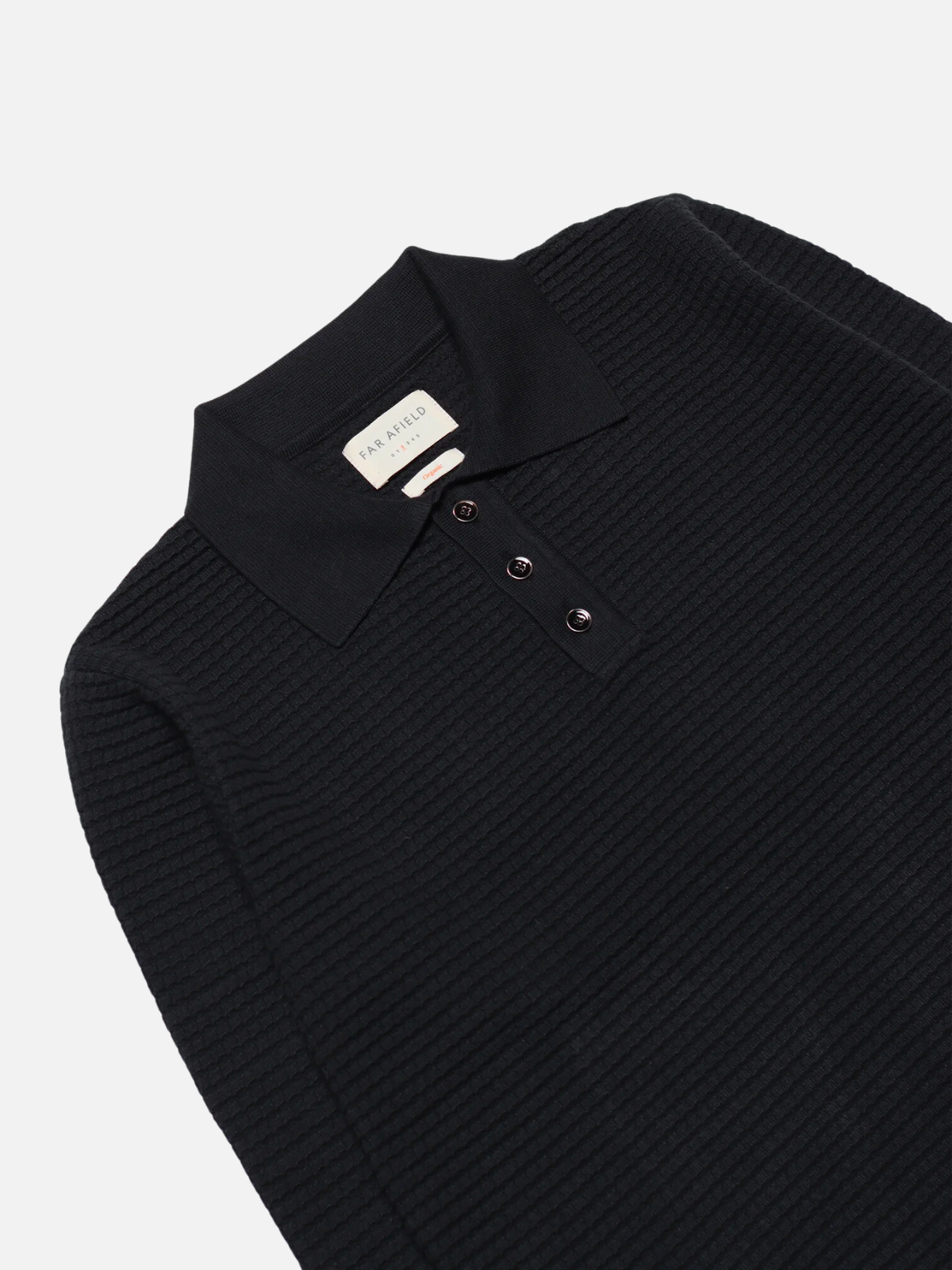 Far Afield Renard Knitted Polo Meteorite Black Textured Sweater Pullover Kempt Mens Clothing Athens Georgia